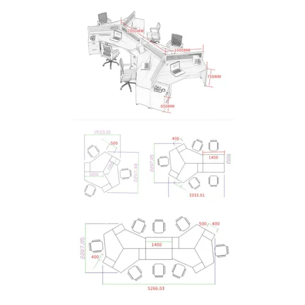 Cụm bàn làm việc 8 người TH MAX BC8 - 07