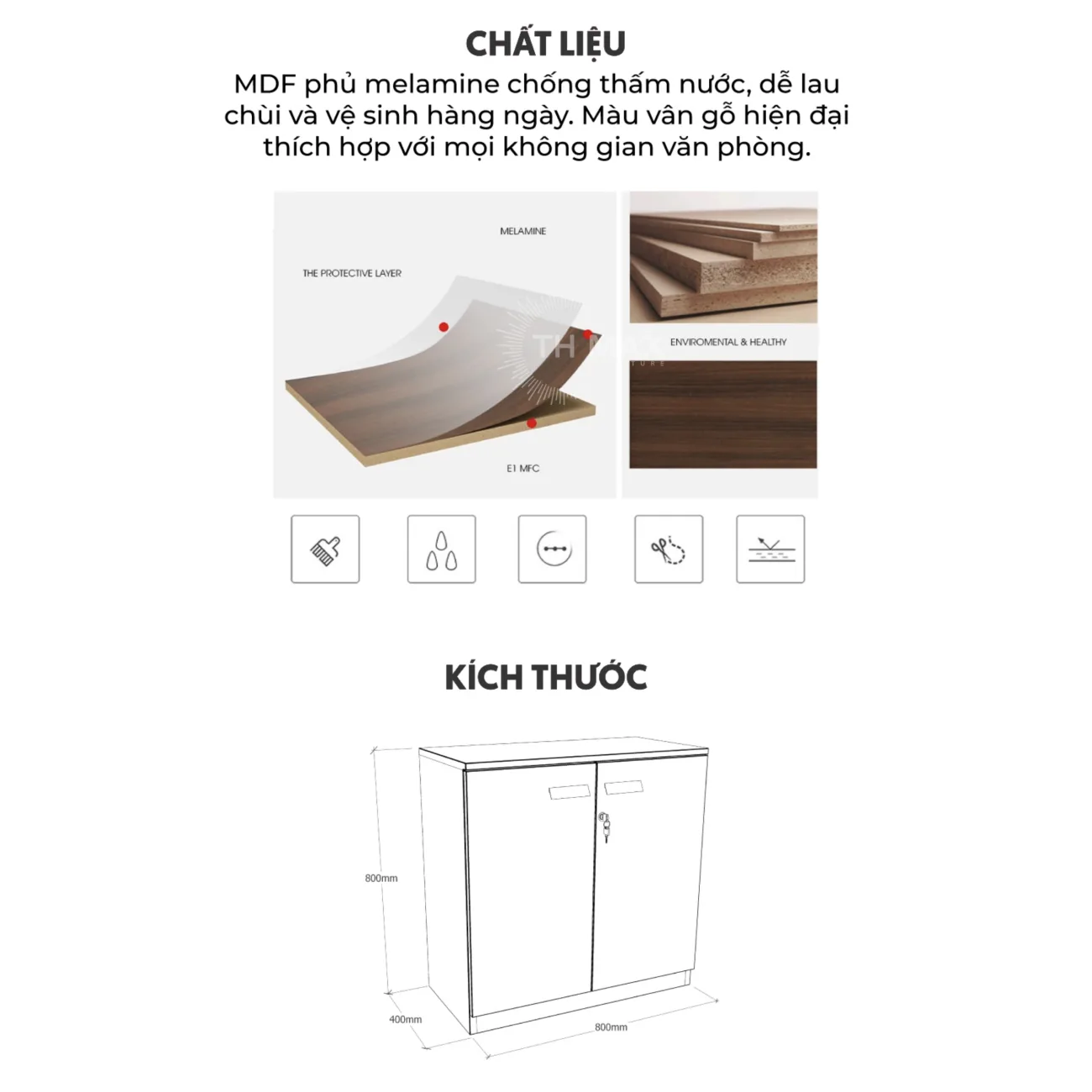 Tủ tài liệu gỗ TH MAX TTLG - 45