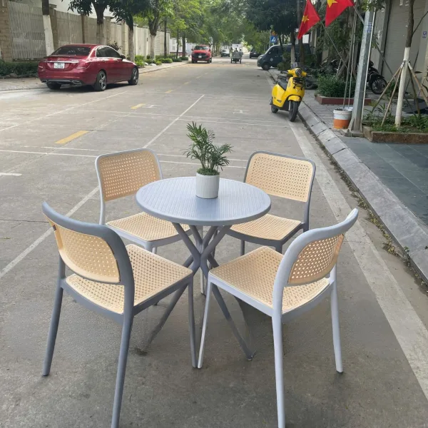 Bộ bàn ghế cafe nhựa đúc TH MAX - BGCF - 06
